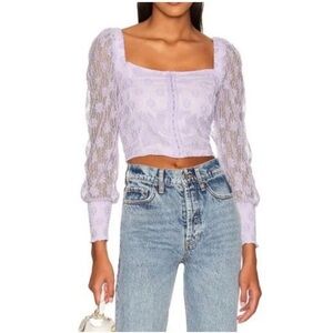 BB Dakota Lavender Lace Square Neck Blouse